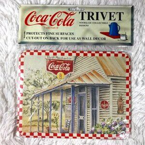 Vintage Coca-Cola Thrift Merchantile Drink Coca-Cola Tin Trivet Wall Plaque